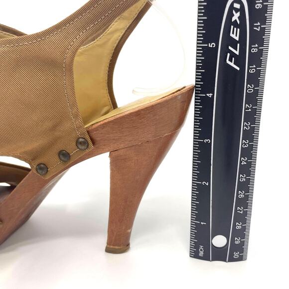 STELLA MCCARTNEY Brown Grosgrain Lace Up Sling Back Heels - Picture 4 of 12